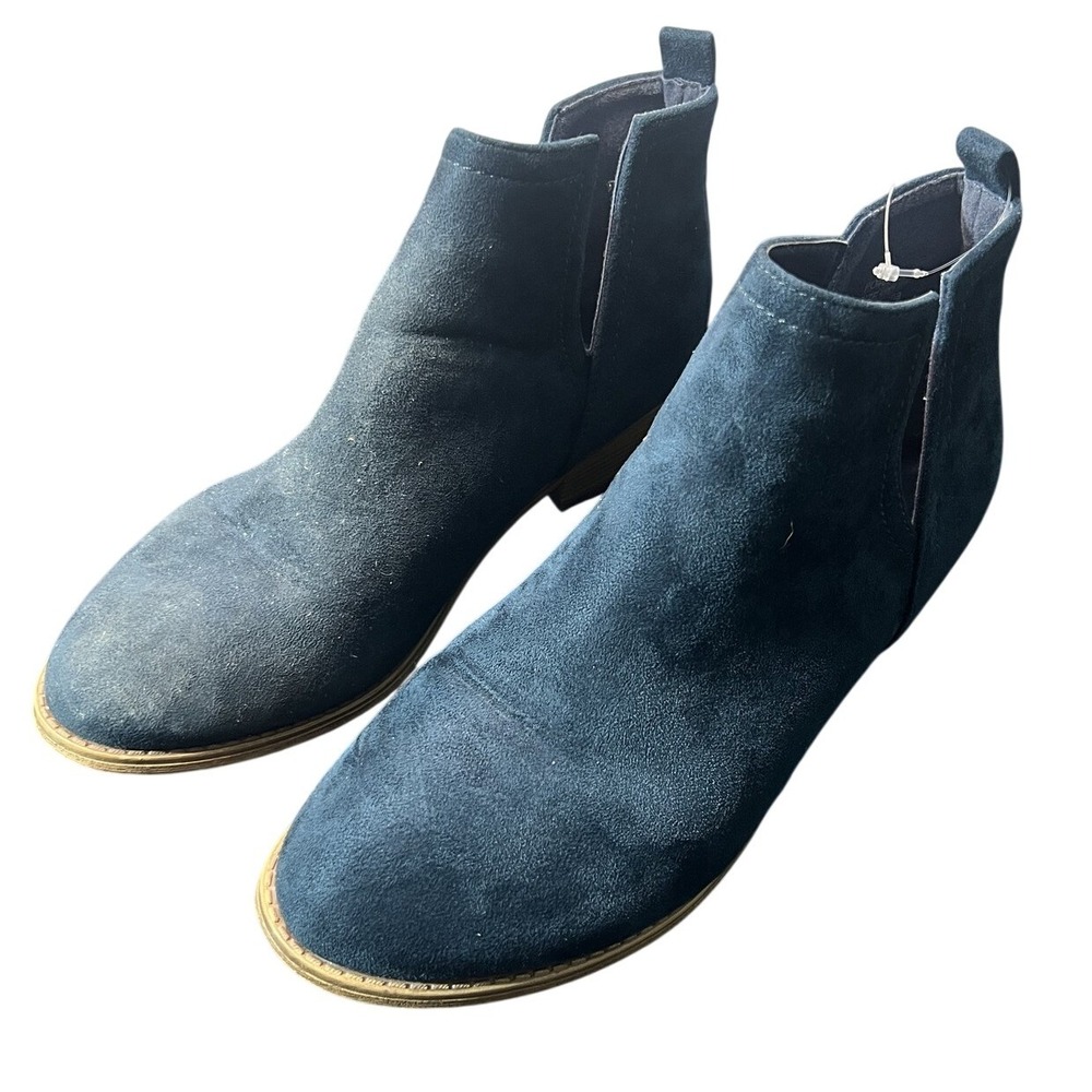 Women's Navy‎ Blue Faux Suede Ankle Boots Slip-On Chelsea Style Size US 10